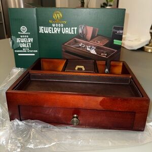 Woodbury Wood Jewelry Valet (cell phone, watches, glasses, accessory storage)